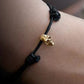 Anatoly Startsev 18K Gold Skull Black Mokuba Cord Adjustable Bracelet