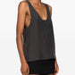 Saint Laurent Dark Grey Silk Sleeveless Henley Top