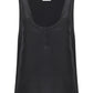 Saint Laurent Dark Grey Silk Sleeveless Henley Top