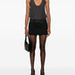 Saint Laurent Dark Grey Silk Sleeveless Henley Top