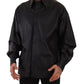 Dolce & Gabbana Black Leather Button Down Shirt