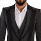 Dolce & Gabbana Black Gray Striped Slim Fit 3 Piece Suit