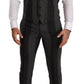 Dolce & Gabbana Black Gray Striped Slim Fit 3 Piece Suit