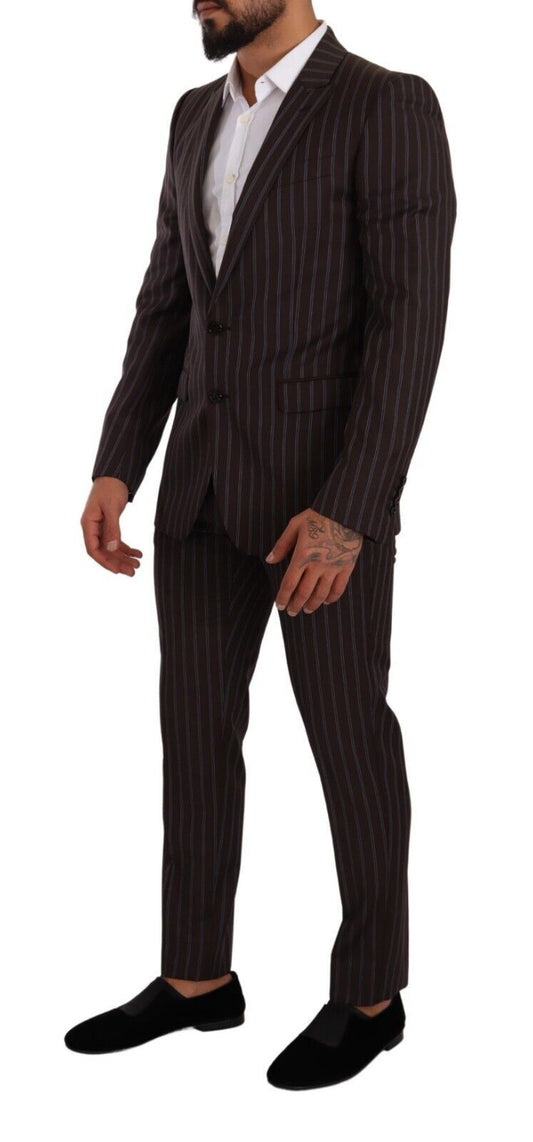 Dolce & Gabbana Bordeaux MARTINI Striped Slim Fit 2 Piece Suit