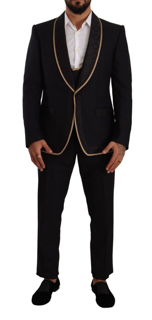 Dolce & Gabbana Black SICILIA Single Breasted 3 Piece Suit