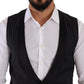 Dolce & Gabbana Black Striped Wool Silk Waistcoat Vest