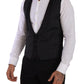 Dolce & Gabbana Black Striped Wool Silk Waistcoat Vest