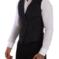 Dolce & Gabbana Gray Striped Double Breasted Waistcoat Vest