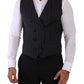 Dolce & Gabbana Gray Striped Double Breasted Waistcoat Vest