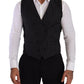 Dolce & Gabbana Gray Striped Double Breasted Waistcoat Vest