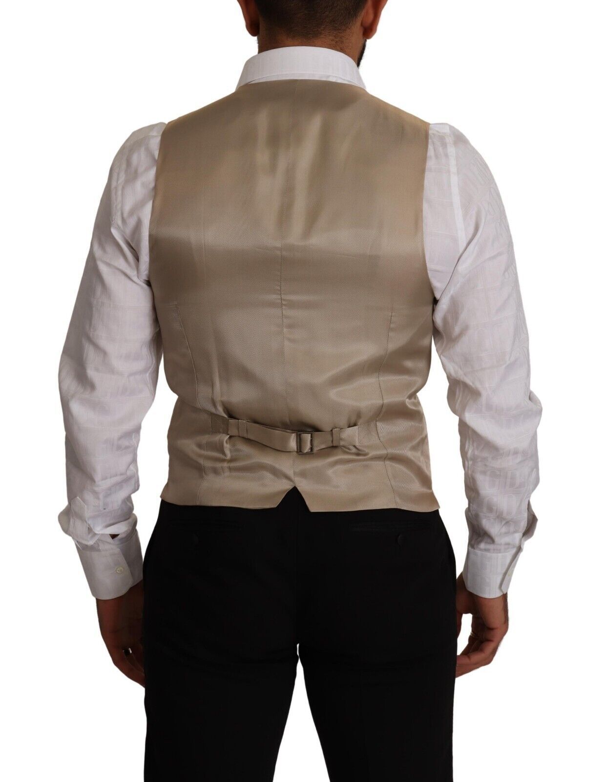 Dolce & Gabbana Beige Cotton Silk Slim Fit Waistcoat Vest