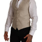 Dolce & Gabbana Beige Cotton Silk Slim Fit Waistcoat Vest