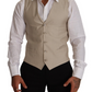 Dolce & Gabbana Beige Cotton Silk Slim Fit Waistcoat Vest