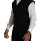 Dolce & Gabbana Black Wool Cotton Dress Waistcoat Vest