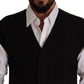 Dolce & Gabbana Black Wool Cotton Dress Waistcoat Vest