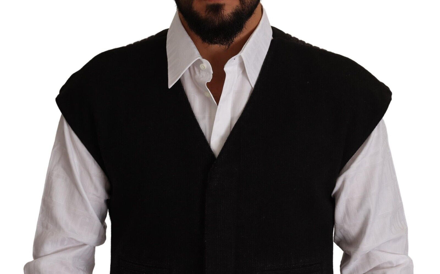 Dolce & Gabbana Black Wool Cotton Dress Waistcoat Vest