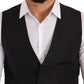 Dolce & Gabbana Gray Silk Slim Fit Waistcoat Formal Vest