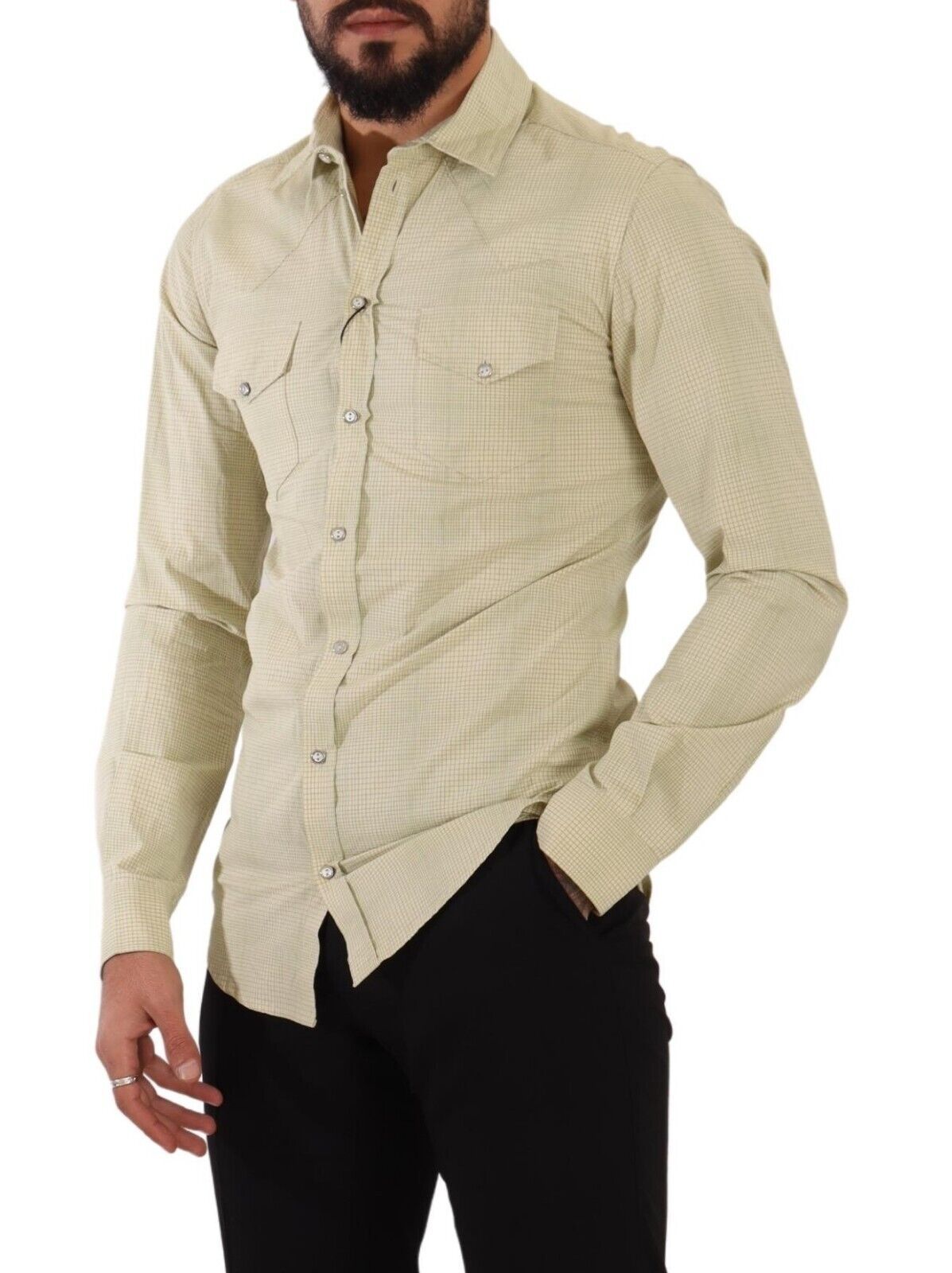 Dolce & Gabbana Yellow SICILIA Cotton Casual Slim Fit Shirt