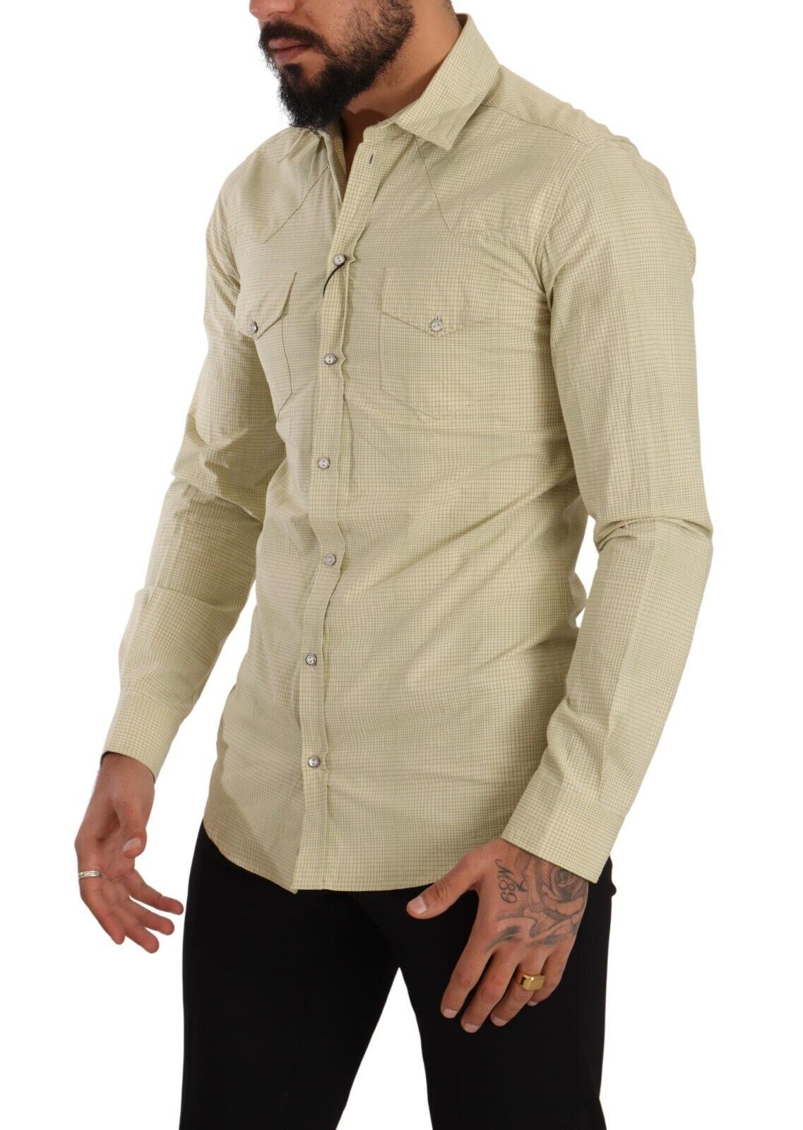 Dolce & Gabbana Yellow SICILIA Cotton Casual Slim Fit Shirt