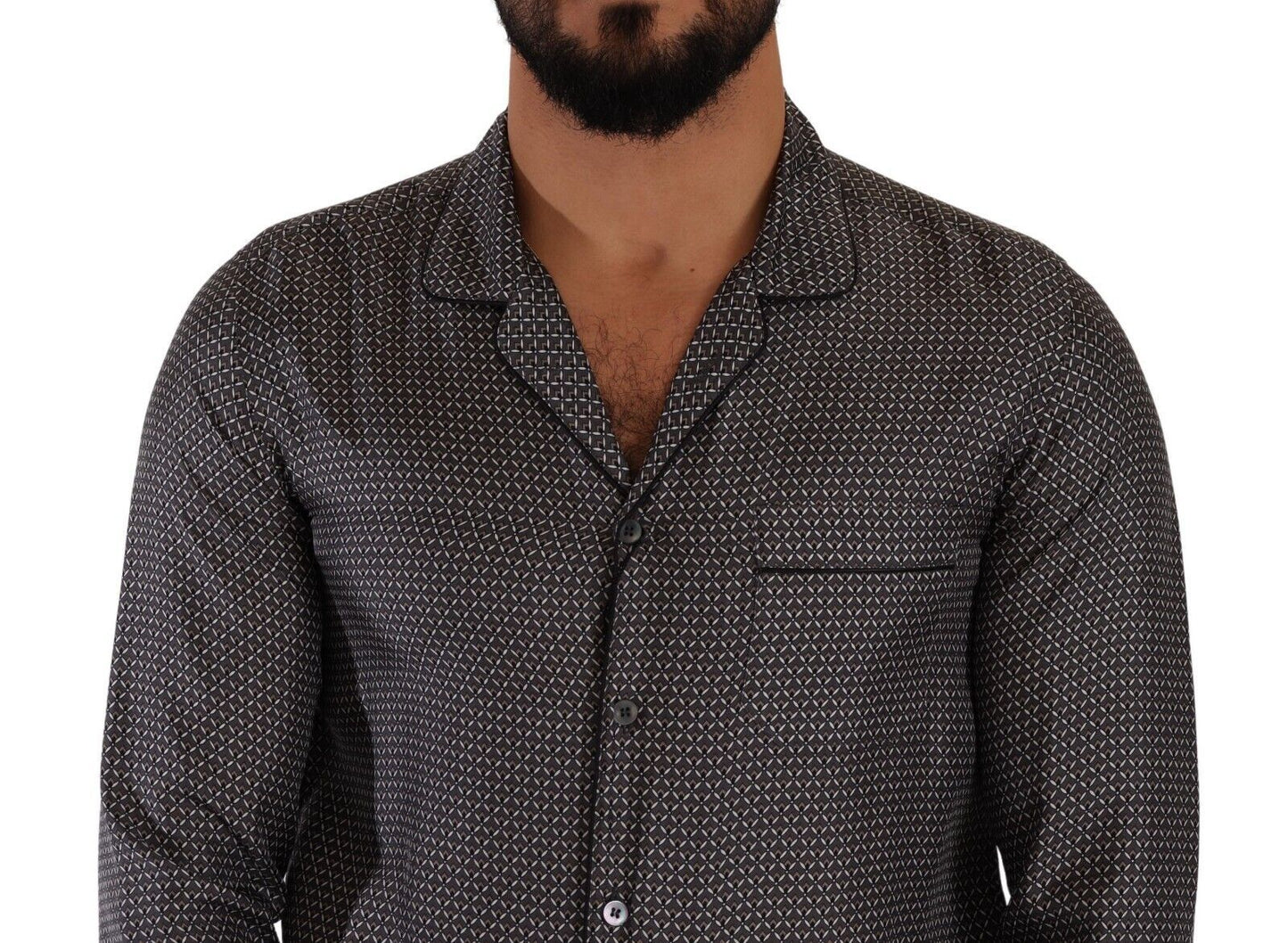 Dolce & Gabbana Gray Fantasy Pattern Silk Shirt