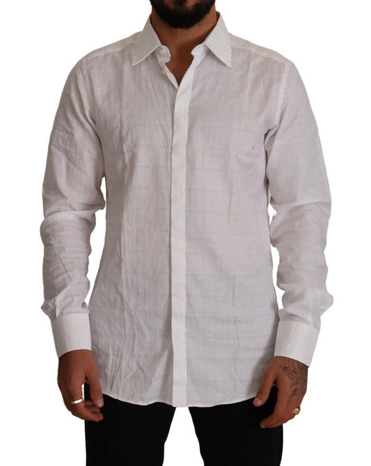 Dolce & Gabbana White GOLD Cotton Slim Fit Dress Formal Shirt