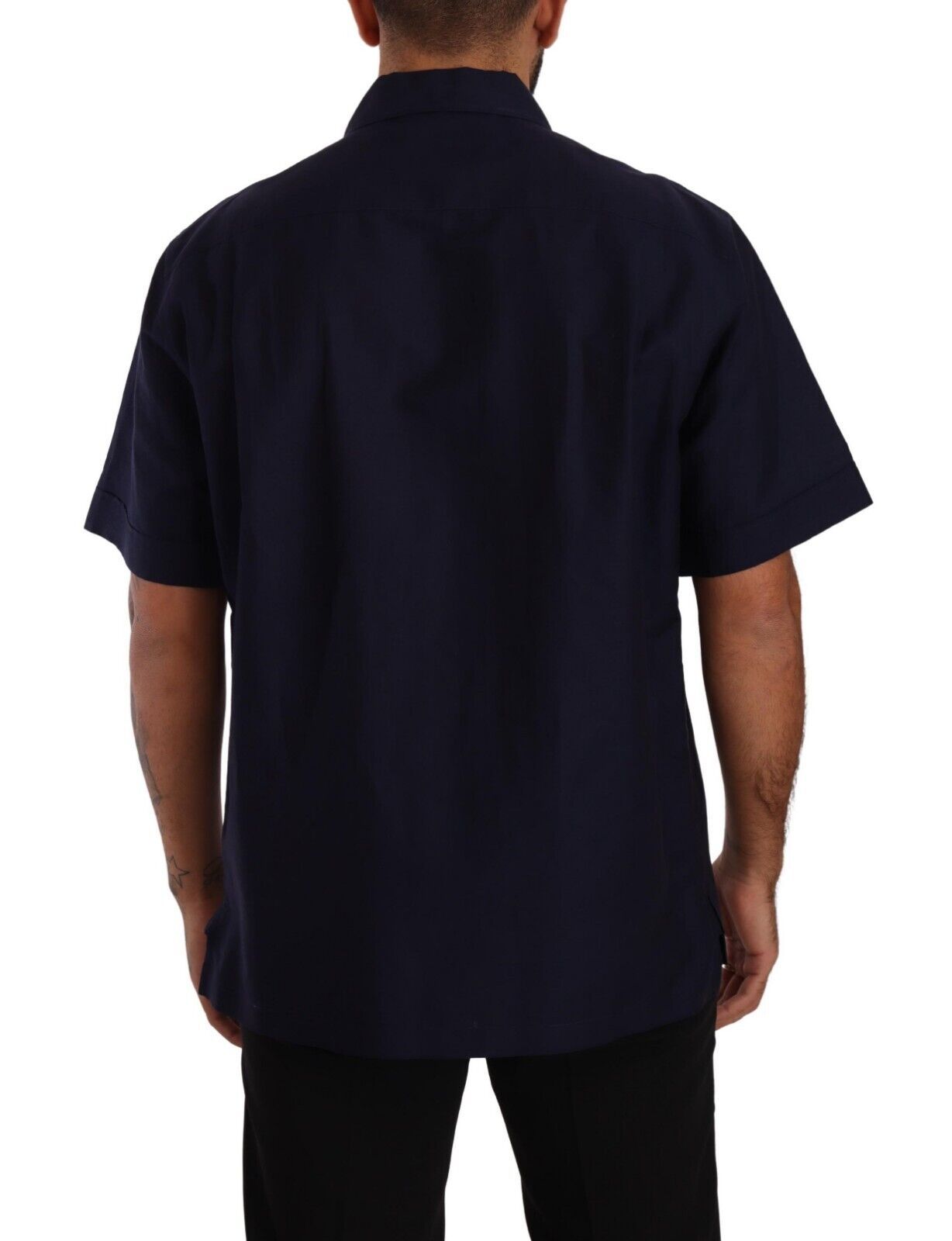 Dolce & Gabbana Navy Blue Button Down Short Sleeves Shirt