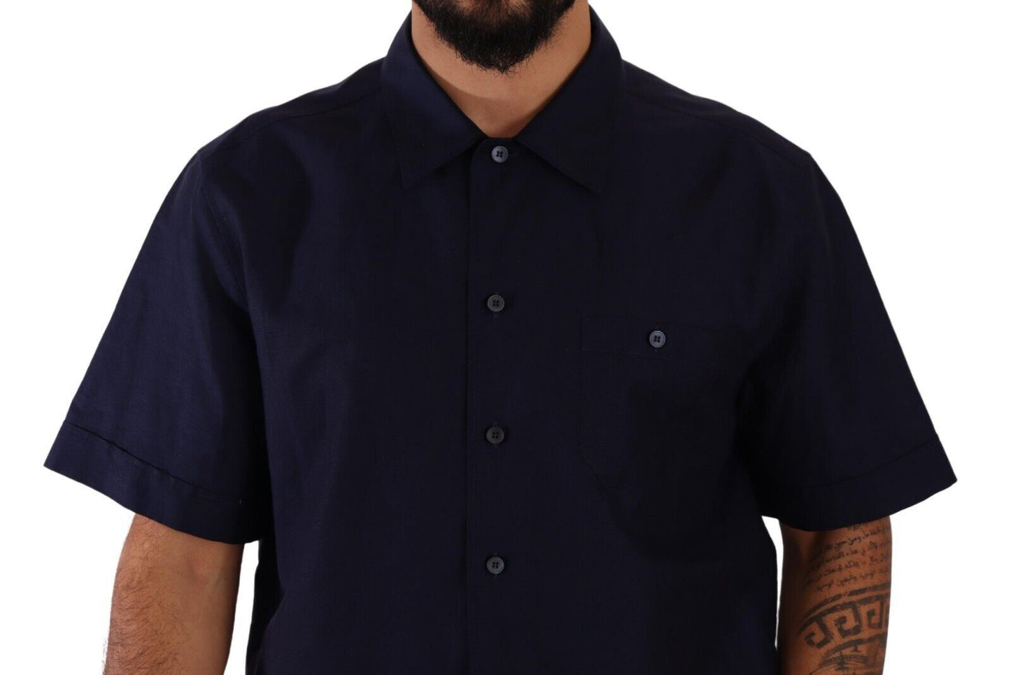 Dolce & Gabbana Navy Blue Button Down Short Sleeves Shirt