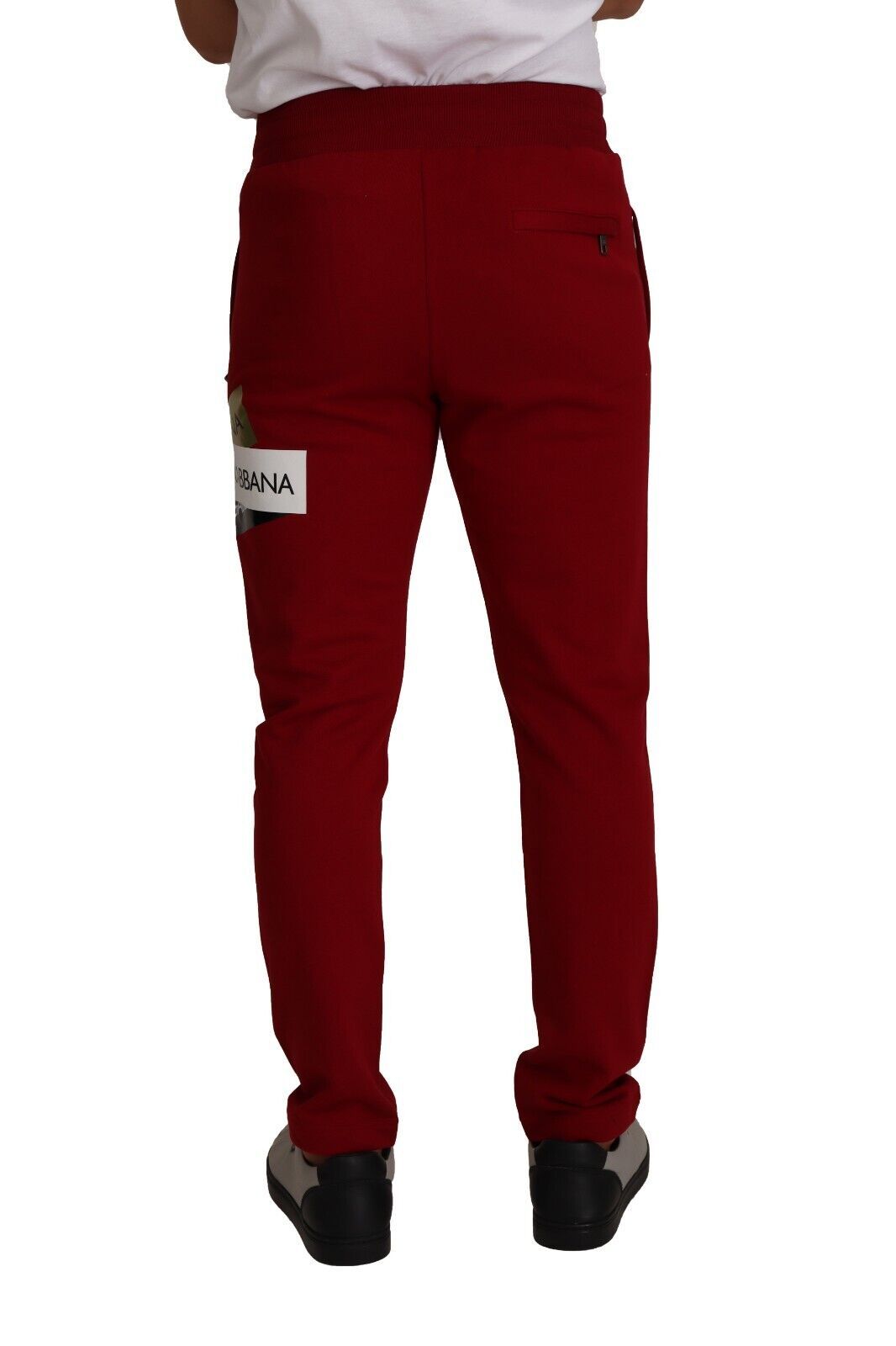 Dolce & Gabbana Red Logo Patch Jogging Sweatpants