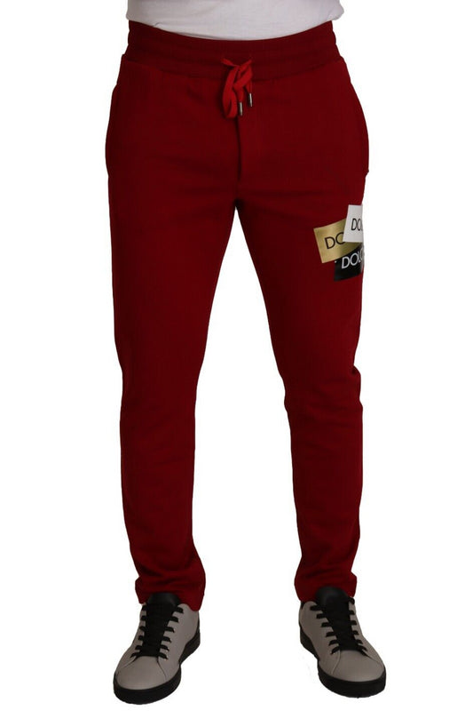 Dolce & Gabbana Red Logo Patch Jogging Sweatpants