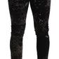 Dolce & Gabbana Black Patterned Skinny Slim Fit Jeans