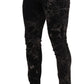 Dolce & Gabbana Black Patterned Skinny Slim Fit Jeans