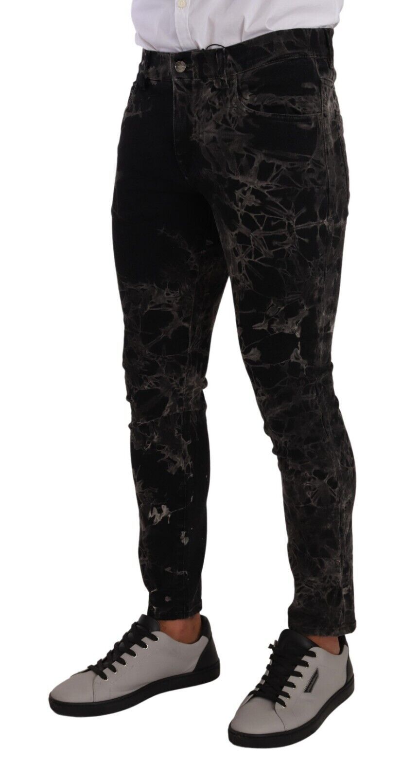 Dolce & Gabbana Black Patterned Skinny Slim Fit Jeans