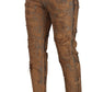 Dolce & Gabbana Brown Distressed Cotton Regular Denim Jeans