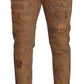 Dolce & Gabbana Brown Distressed Cotton Regular Denim Jeans