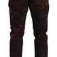 Dolce & Gabbana Brown Splash Color Cotton Regular Denim Jeans