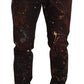 Dolce & Gabbana Brown Splash Color Cotton Regular Denim Jeans