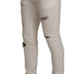 Dolce & Gabbana White Tattered Skinny Cotton Men Denim Jeans