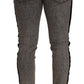 Dolce & Gabbana Gray Wash Crown Embellished Skinny Denim Jeans