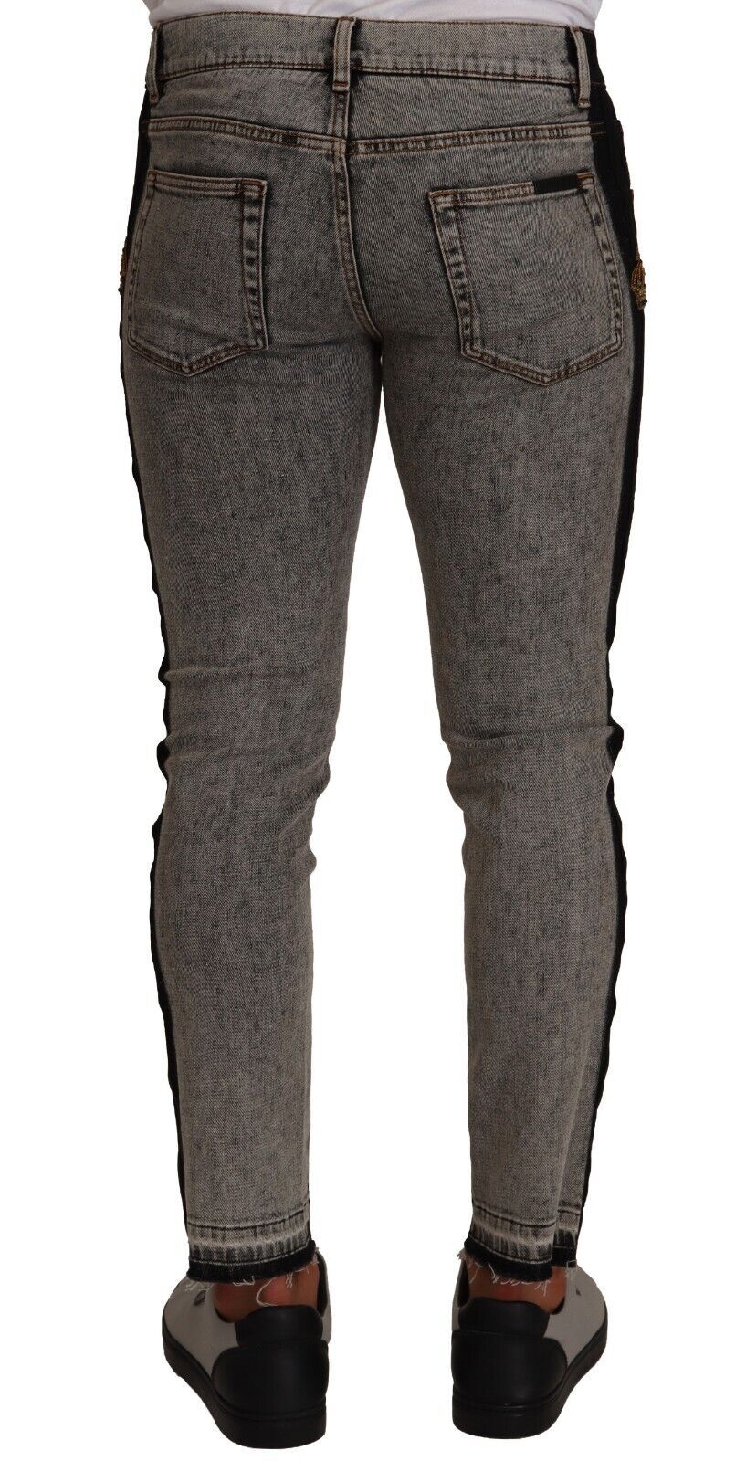 Dolce & Gabbana Gray Wash Crown Embellished Skinny Denim Jeans