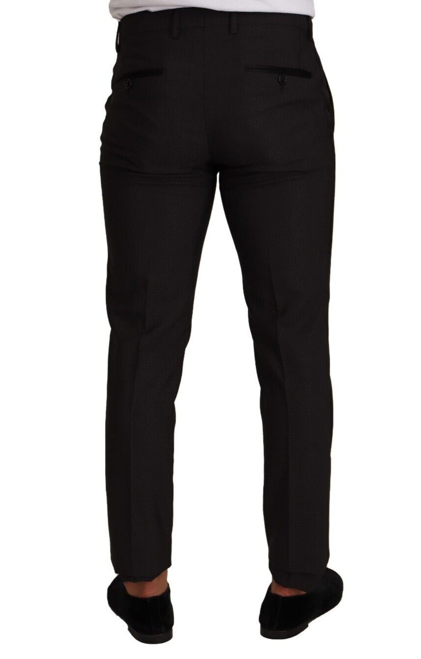 Dolce & Gabbana Black Brown Formal Tuxedo Dress Pants