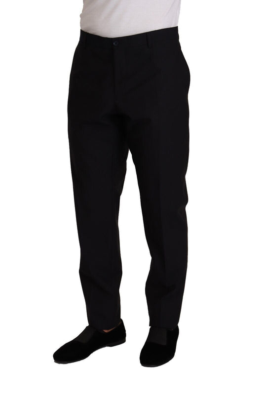 Dolce & Gabbana Blue Wool Silk Formal Trouser Dress Pants