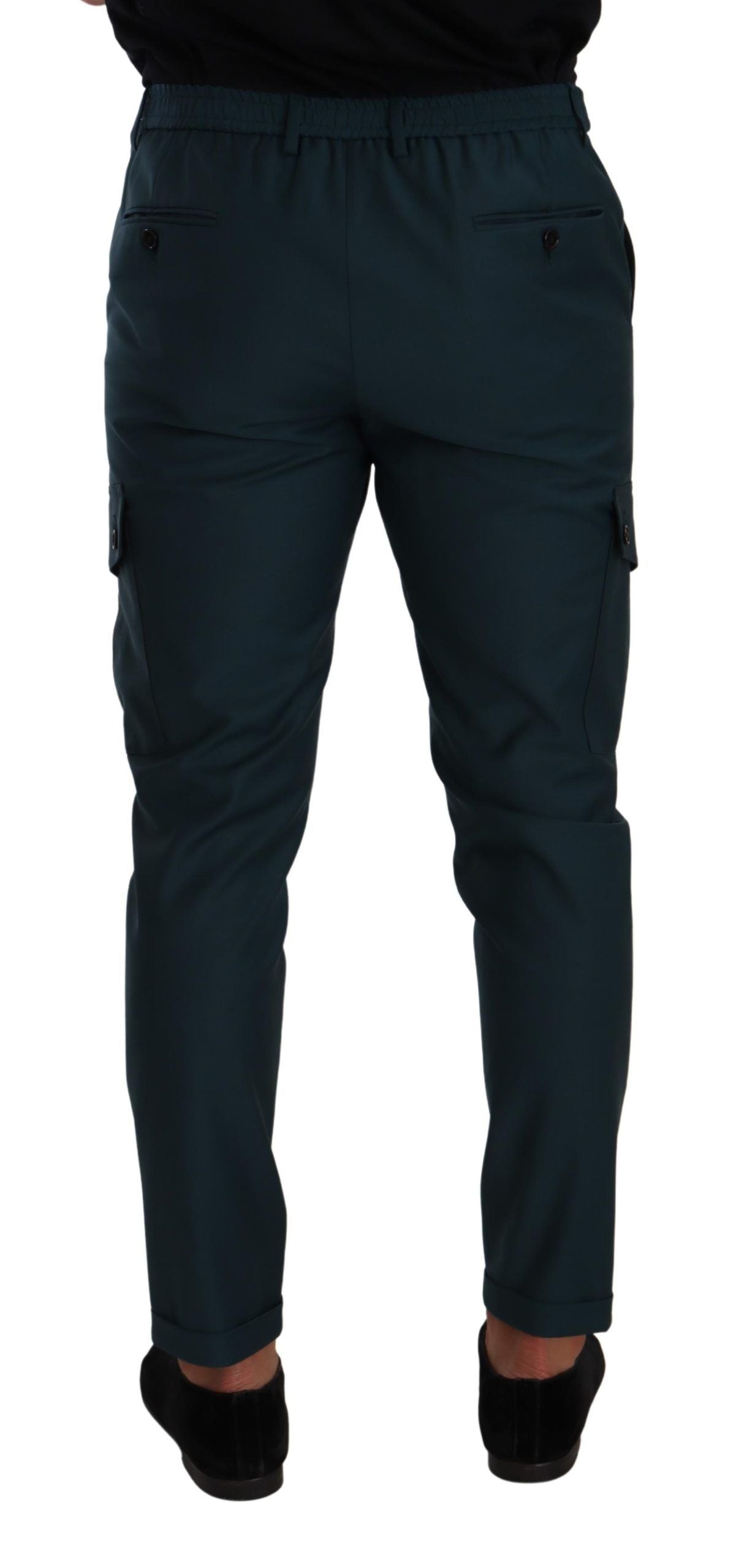 Dolce & Gabbana Blue Green Wool Cargo Skinny Men Trouser Pants