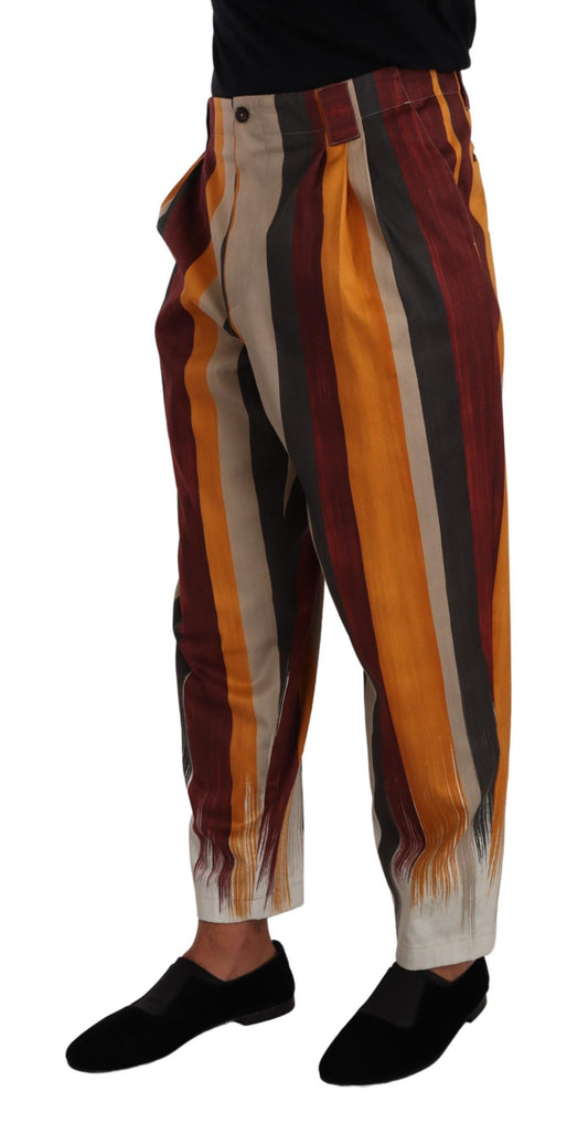 Dolce & Gabbana Multicolor Striped Cotton Tapered Trouser Pants