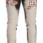 Dolce & Gabbana White Black Cotton Distressed Skinny Denim Jeans