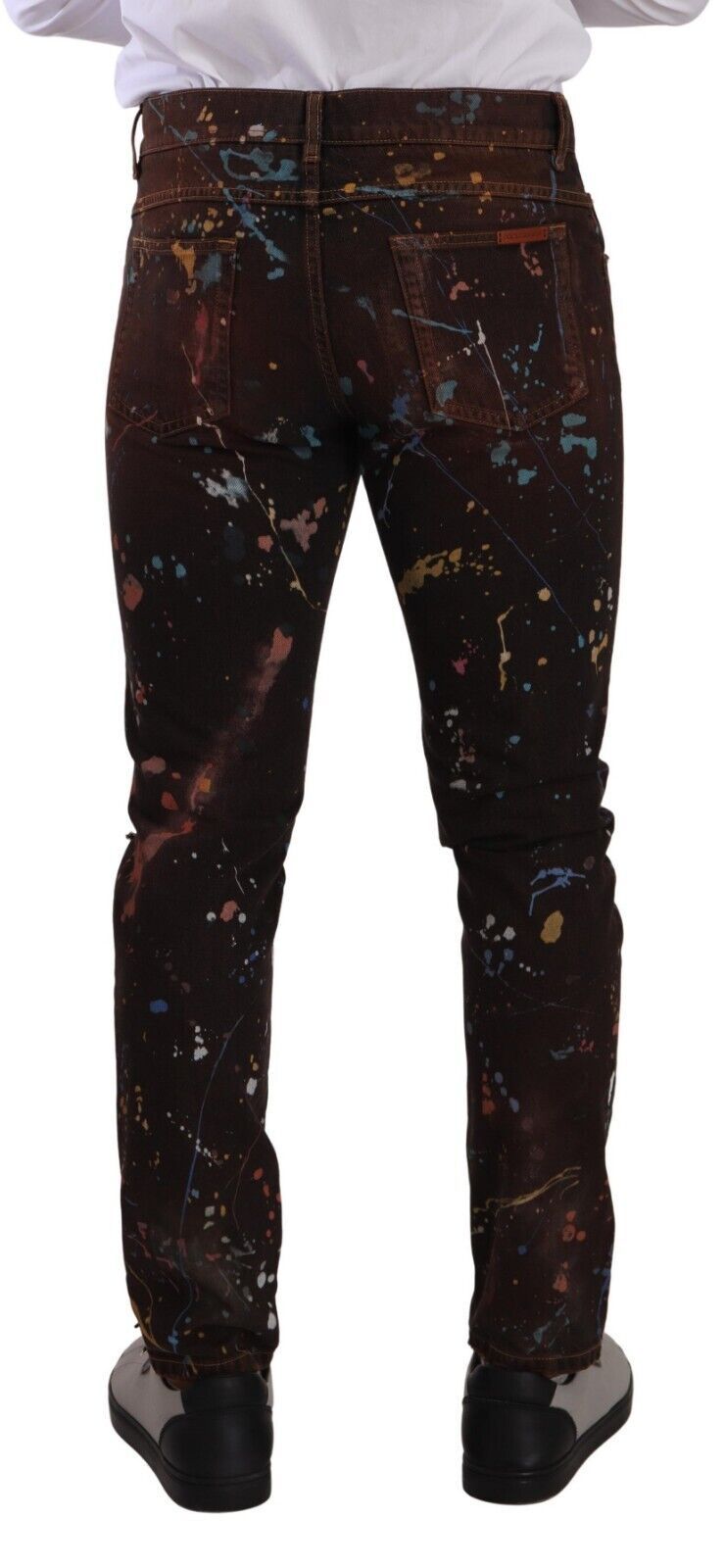 Dolce & Gabbana Brown Color Splash Cotton Regular Denim Jeans