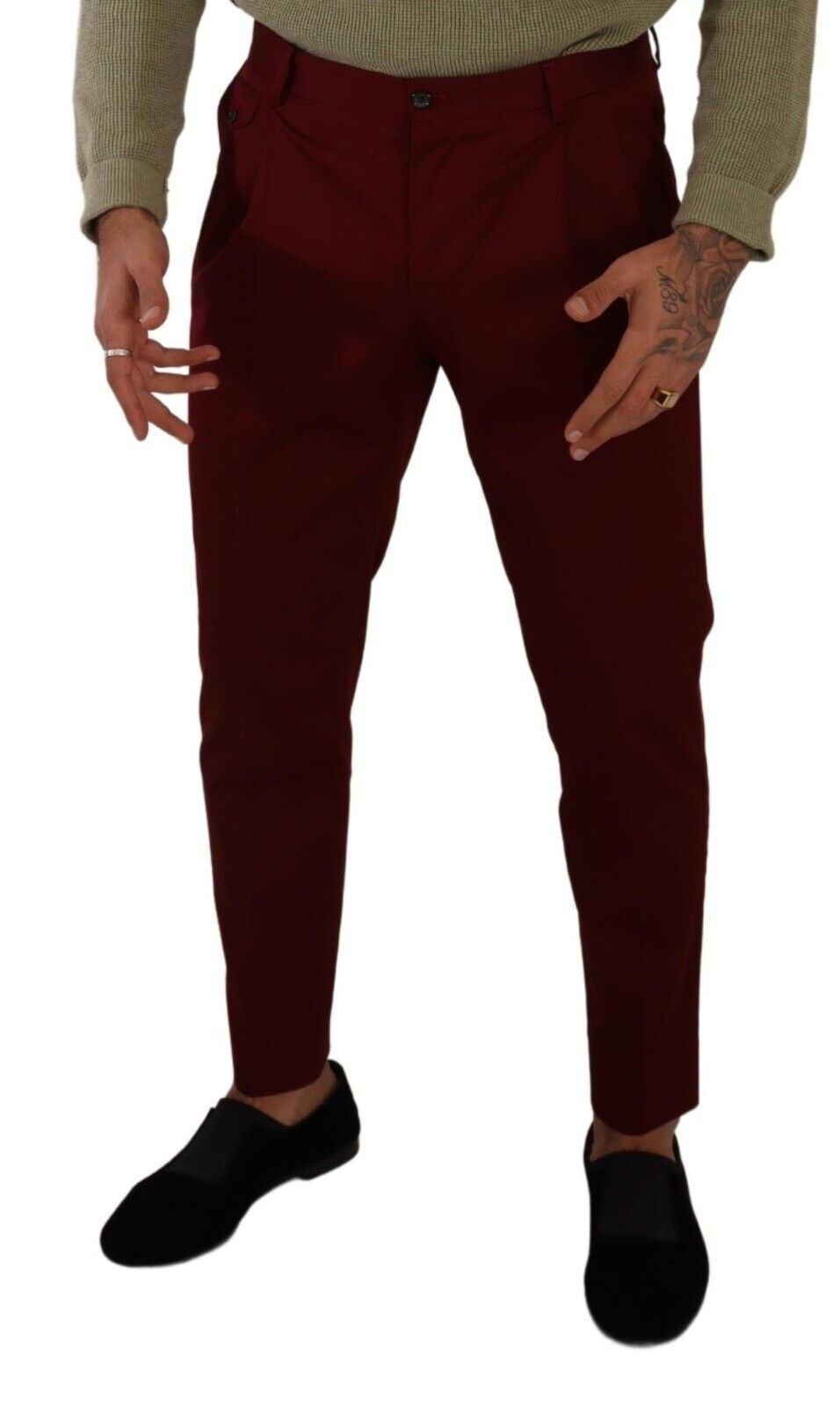 Dolce & Gabbana Dark Red Cotton Mens Chinos Trouser Dress Pants