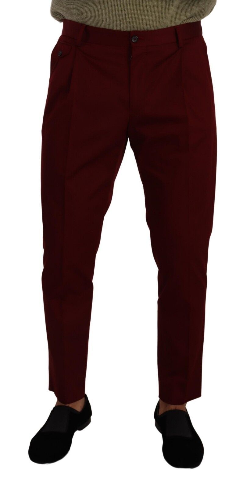 Dolce & Gabbana Dark Red Cotton Mens Chinos Trouser Dress Pants