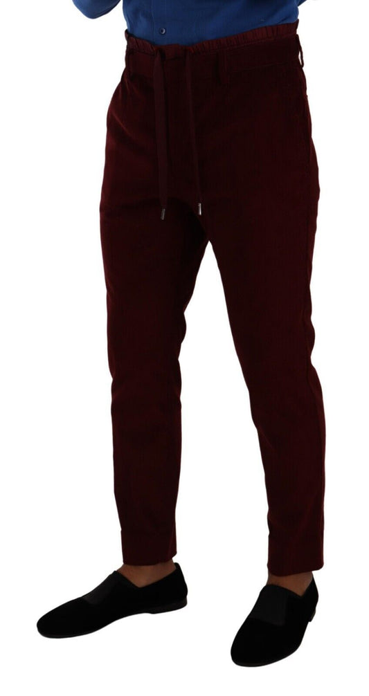 Dolce & Gabbana Bordeaux Velvet Mens Formal Trouser Dress Pants