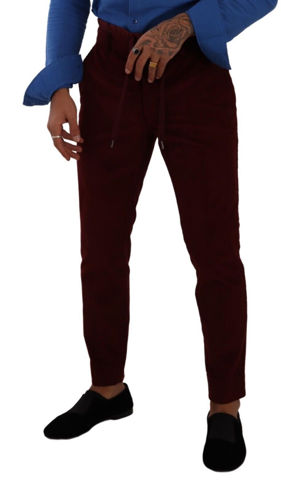 Dolce & Gabbana Bordeaux Velvet Mens Formal Trouser Dress Pants