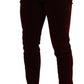 Dolce & Gabbana Dark Red Cotton Velvet Skinny Men Denim Jeans